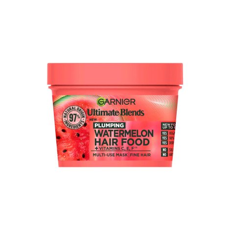 Garnier Ultimate Blends Plumping Watermelon Hair Food + Vitamin C, E, F Multi-Use Mask 400ml Garnier Ultimate Blends Plumping Watermelon Hair Food + Vitamin C, E, F Multi-Use Mask 400ml