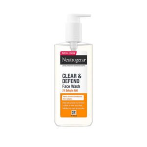 Neutrogena Clear & Defend 2% Salicylic Acid Face Wash 200ml for Acne Control, Pore Cleansing, Oil Reduction and Clear Healthy Looking Skin