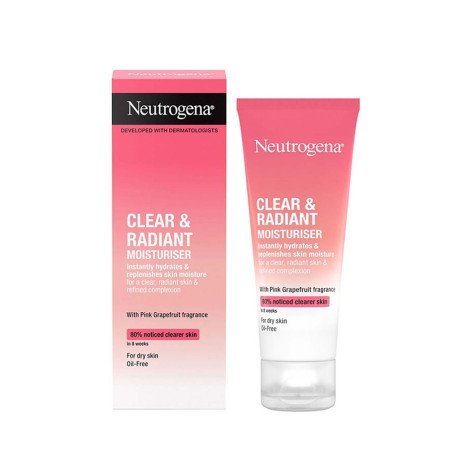Neutrogena Clear & Radiant Moisturiser 50ml Neutrogena Clear & Radiant Moisturiser 50ml lightweight daily face moisturiser for hydration, smooth skin, and a fresh radiant complexion
