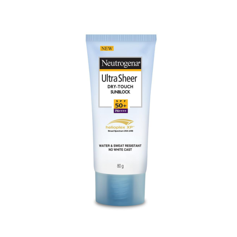 Neutrogena Ultra Sheer Dry-Touch Sunblock SPF 50+ 80g Neutrogena Ultra Sheer Dry-Touch Sunblock SPF 50+ 80g lightweight broad-spectrum sunscreen with fast-absorbing non-greasy finish for daily sun protection